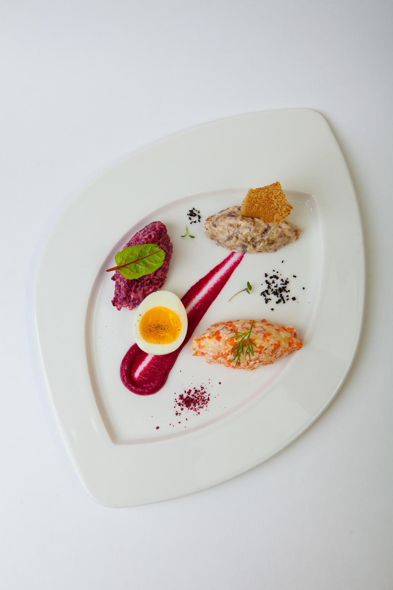 Assorted gourmet dishes